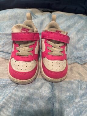 Nike Kids Hot Pink and White Velcro Sneakers